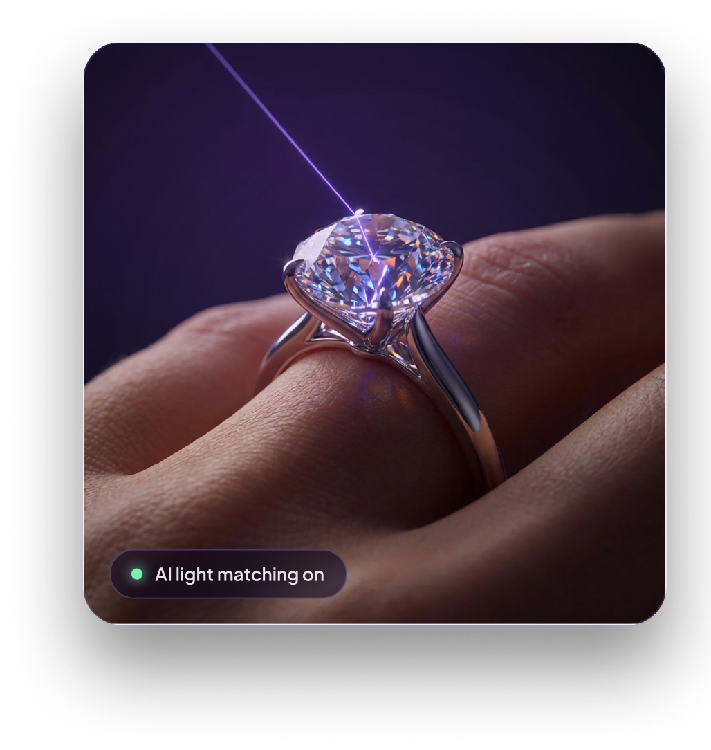 AI lighting match on a diamond ring preview