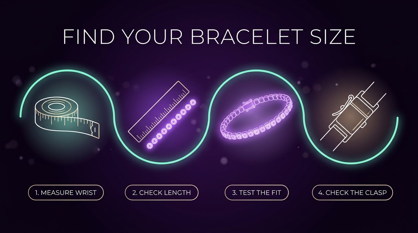 How to find your tennis bracelet size: measure your wrist, check the length, test the fit and check the clasp